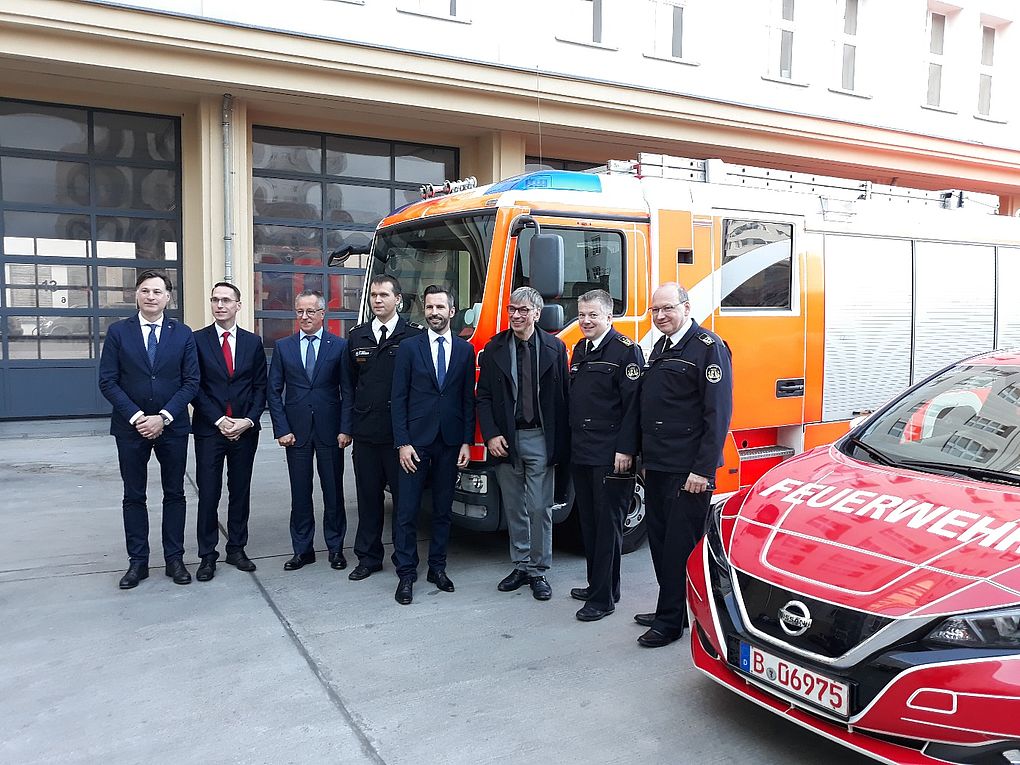 Berliner Feuerwehr stellt Projekt „elektrisches Lösch- und Hilfsleistungsfahrzeug“ (eLHF) vor. Foto: Steckermayr/BME e.V.