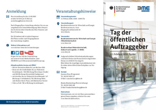 Programm Tag der öffentlichen Auftraggeber 2020 TdöA