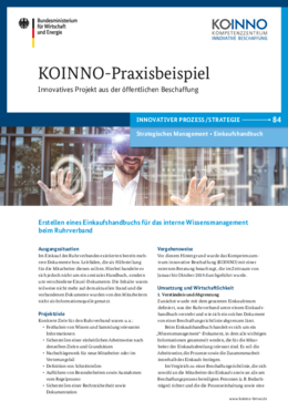 KOINNO Praxisbeispiel Erstellen eines Einkaufshandbuchs für das interne Wissensmanagement beim Ruhrverband KOINNO Praxisbeispiel Erstellen eines Einkaufshandbuchs für das interne Wissensmanagement beim Ruhrverband