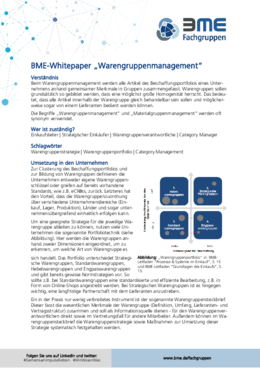 Whitepaper der BME-Fachgruppen zum Thema Warengruppenmanagement