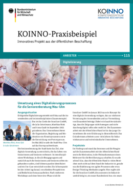KOINNO-Praxisbeispiel: Umsetzung eines Digitalisierungsprozesses für die Seniorenberatung Neu-Ulm