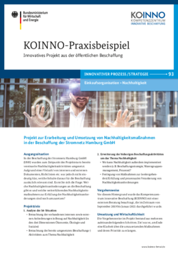 KOINNO-Praxisbeispiel: Erarbeitung und Umsetzung von Nachhaltigkeitsmaßnahmen in der Beschaffung der Stromnetz Hamburg GmbH