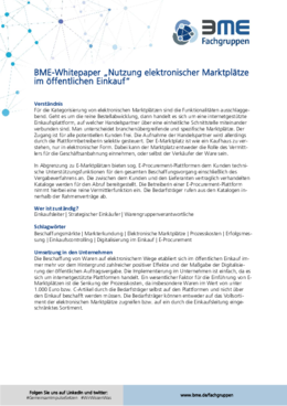 BME-Whitepaper: Nutzung elektronischer Marktplätze im öffentlichen Einkauf BME-Whitepaper: Nutzung elektronischer Marktplätze im öffentlichen Einkauf