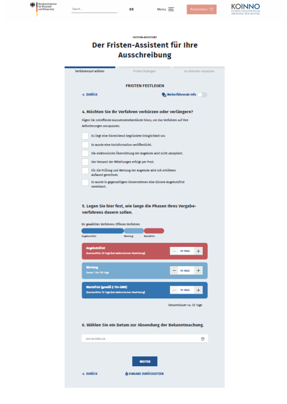 Prototyp des KOINNO-Fristen-Assistenten