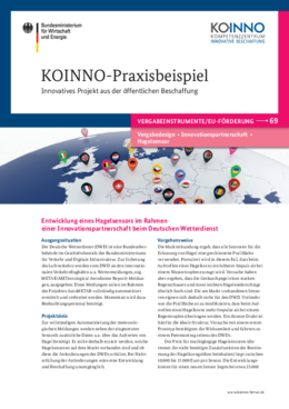KOINNO Praxisbeispiel: Entwicklung eines Hagelsensors im Rahmen einer Innovationspartnerschaft beim Deutschen Wetterdienst (DWD) KOINNO Praxisbeispiel: Entwicklung eines Hagelsensors im Rahmen einer Innovationspartnerschaft beim Deutschen Wetterdienst (DWD)