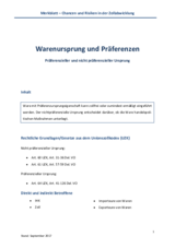 Merkblatt Warenursprung und Präferenzen, Fachgruppe Zoll und Sicherheit