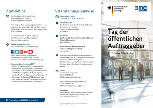 Das Programm zum Tag der öffentlichen Auftraggeber 2020