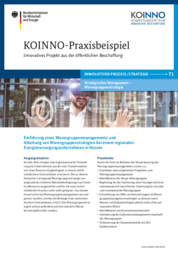 KOINNO-Praxisbeispiel: Einführung eines Warengruppenmanagements und Ableitung von Warengruppenstrategien bei einem regionalen Energieversorgungsunternehmen in Hessen KOINNO-Praxisbeispiel: Einführung eines Warengruppenmanagements und Ableitung von Warengruppenstrategien bei einem regionalen Energieversorgungsunternehmen in Hessen