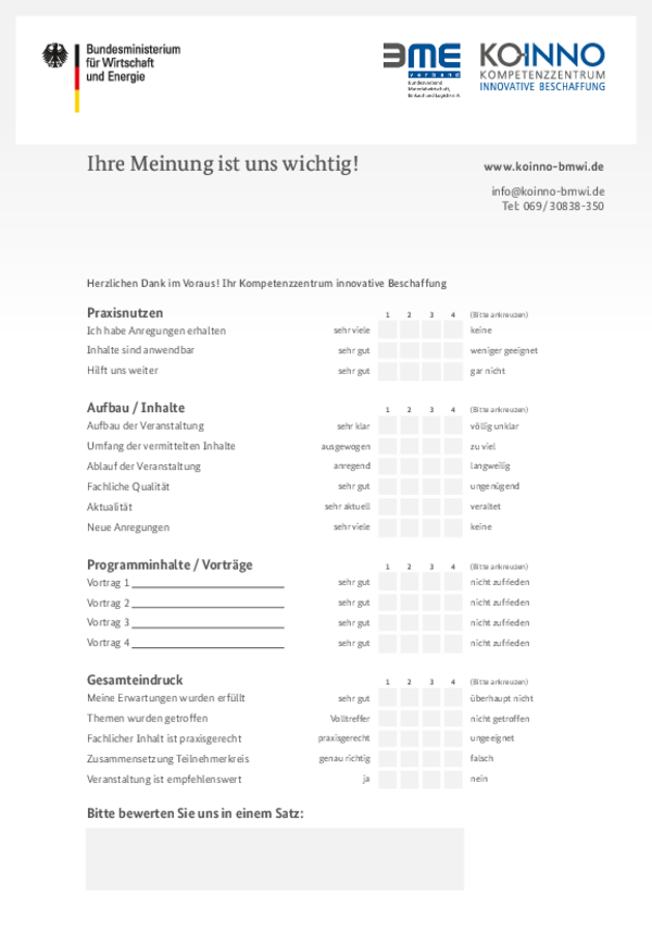 Feedbackbogen Tag der öffentlichen Auftraggeber 2020