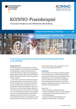 KOINNO-Praxisbeispiel Professionalisierung und Zentralisierung der Beschaffungsaktivitäten